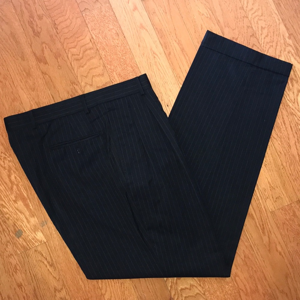 Black Claiborne Slacks with Blue Pinstripes 36W